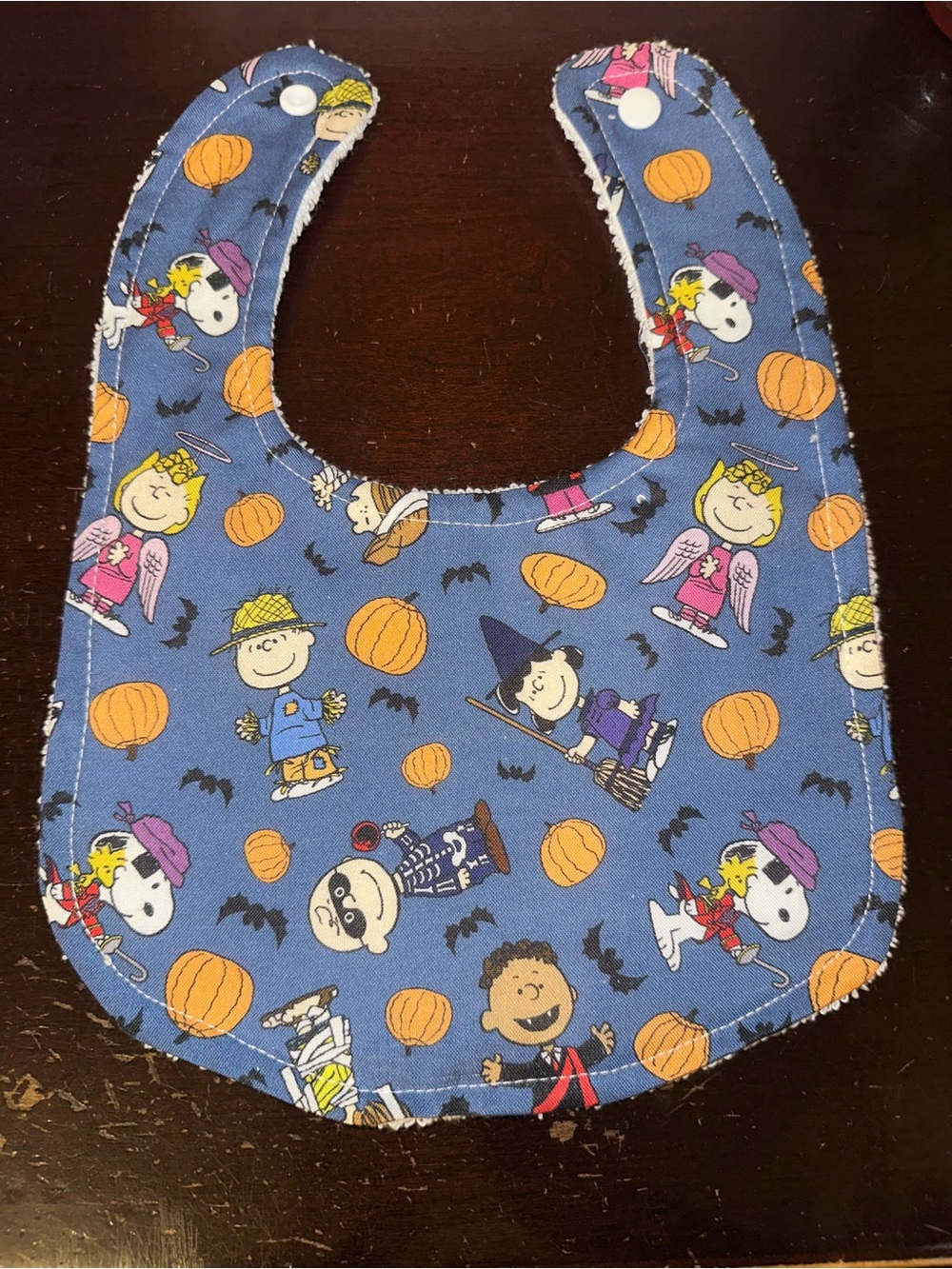 Handmade Halloween Snoopy bib